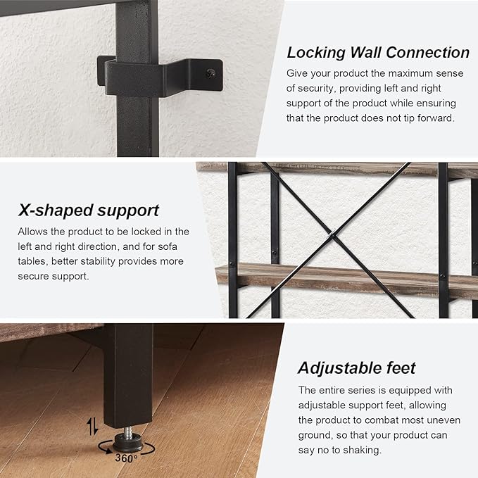 HOMISSUE Bookshelf,6-Tier Tall Bookshelf Industrial Bookcase and Bookshelves,Rustic Storage Rack with Open Shelves for Living Room Bedroom and Kitchen - LeafyLoom