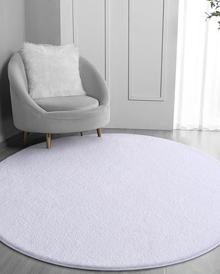 Round Area Rugs for Bedroom Living Room, 4x4 White Super Soft Comfy Thickened Memory-Foam Indoor Circle Carpets, Modern Aesthetic Minimalist Carpet for Boys Girls Adults Nursery Home Décor - LeafyLoom