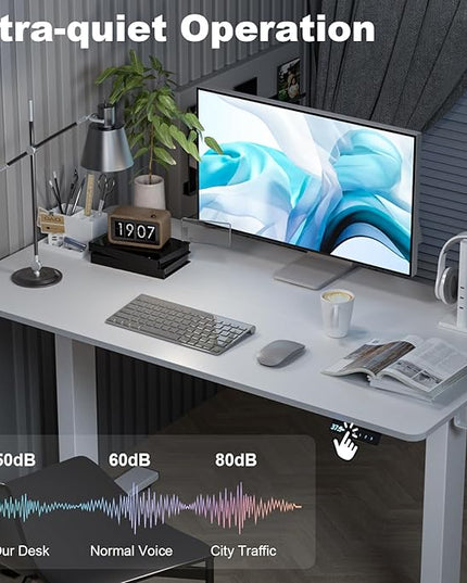48 * 24 Inches Electric Standing Desk, Adjustable Height Sit Stand Up Desk with 3 Memory Presets, Motorized Home Office Computer Gaming Workstation Desk, White - LeafyLoom