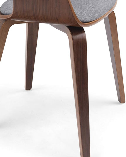 SIMPLIHOME Lowell 17 Inch Mid Century Modern Bentwood Dining Chair in Light Grey Linen Look Fabric, For the Dining Room - LeafyLoom