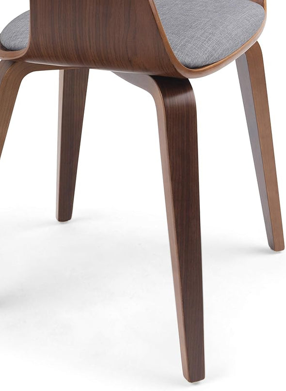 SIMPLIHOME Lowell 17 Inch Mid Century Modern Bentwood Dining Chair in Light Grey Linen Look Fabric, For the Dining Room - LeafyLoom