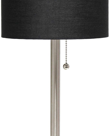 Simple Designs LT1076-BNB Tapered Fabric Drum Shade Table Lamp, Brushed Nickel and Black - LeafyLoom