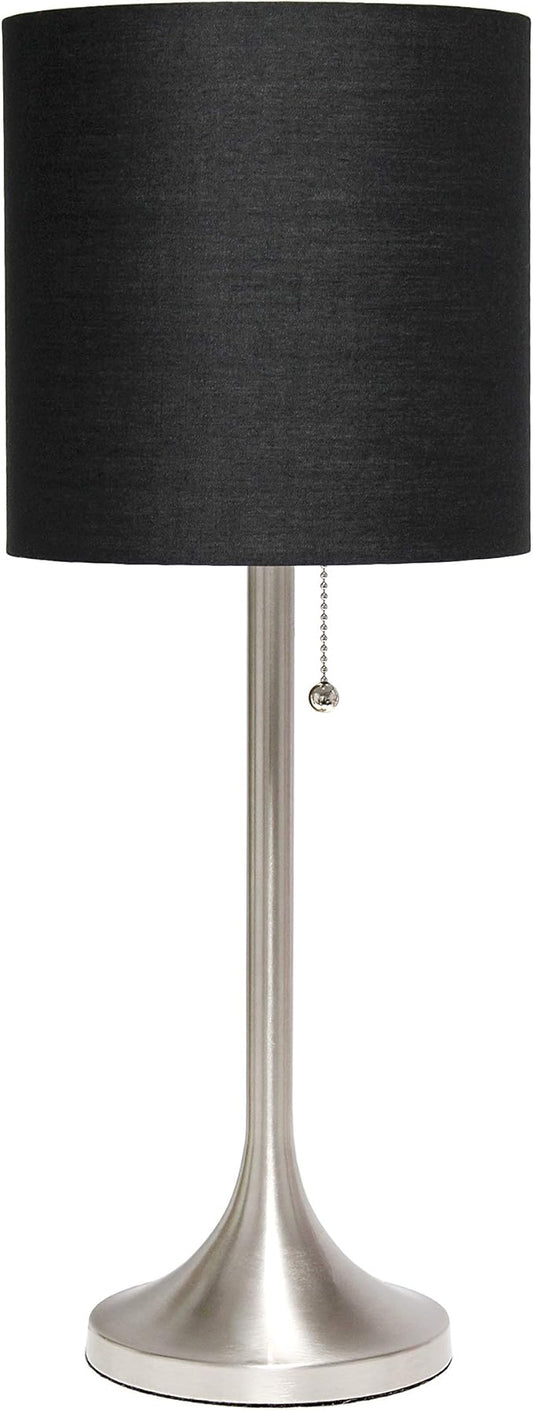 Simple Designs LT1076-BNB Tapered Fabric Drum Shade Table Lamp, Brushed Nickel and Black - LeafyLoom