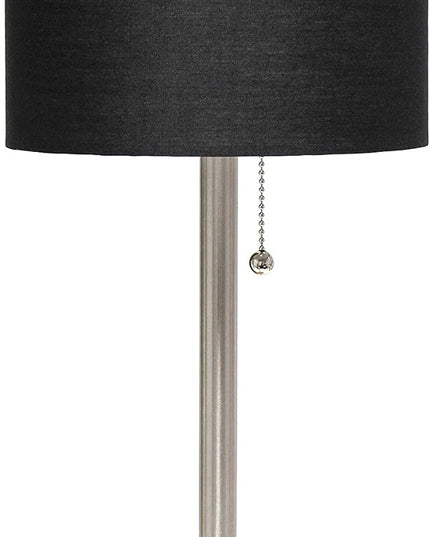 Simple Designs LT1076-BNB Tapered Fabric Drum Shade Table Lamp, Brushed Nickel and Black(Pack of 4) - LeafyLoom