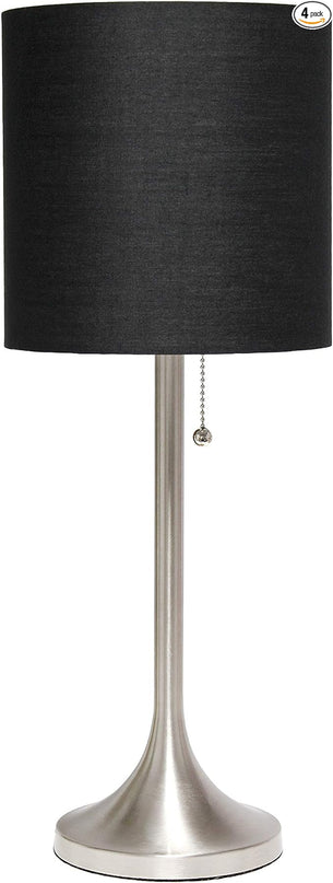 Simple Designs LT1076-BNB Tapered Fabric Drum Shade Table Lamp, Brushed Nickel and Black(Pack of 4) - LeafyLoom