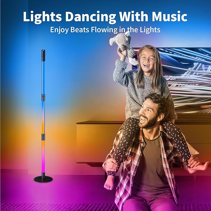 BRIMAX RGBWIC Corner Floor Lamp, DIY Detachable LED Floor Lamp with Spotlight, Smart Corner Lamp with 16 Million DIY Colors&Music Sync, App&Remote Control for Living Room Bedroom Study Room Christmas - LeafyLoom