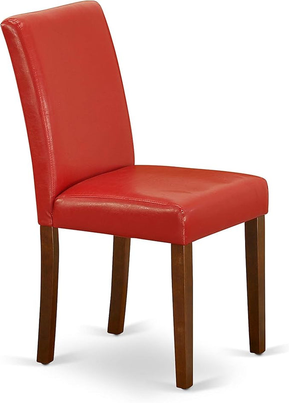 East West Furniture 1NDAB5-MAH-72 5 Piece Dining Set includes a Rectangle Kitchen Table with Dropleaf and 4 Firebrick Red Faux Leather Upholstered Chairs, 30x48 Inch - LeafyLoom