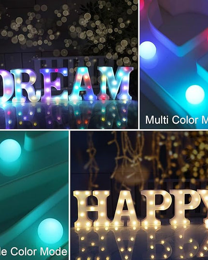 Colorful Letter LED Lights, 16 Colors Changing LED Marquee Letter Lights, Dimmable Night Lights for Wedding, Birthday, Holiday, Party, Bar, Christmas Decoration,Dorm Room Decor Multicolor W - LeafyLoom