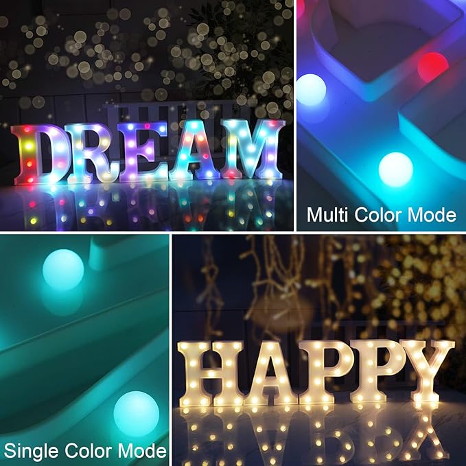 Colorful Letter LED Lights, 16 Colors Changing LED Marquee Letter Lights, Dimmable Night Lights for Wedding, Birthday, Holiday, Party, Bar, Christmas Decoration,Dorm Room Decor Multicolor W - LeafyLoom