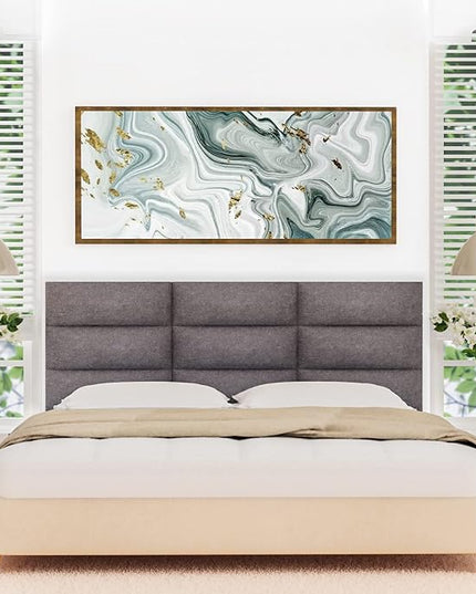 Tbfit Upholstered Wall Mounted Headboard for King Size Bed, Soundproof Peel and Stick Headboards, Tufted Floating Dorm Bed Headboard, Pack of 12 Panels Sized 10” x 24”, Grey - LeafyLoom
