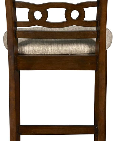 New Classic Furniture Gia Counter Dining Chair (Set of Six), Light Brown Fabric Upholstered Seat & Back Rest, Cherry Brown - LeafyLoom