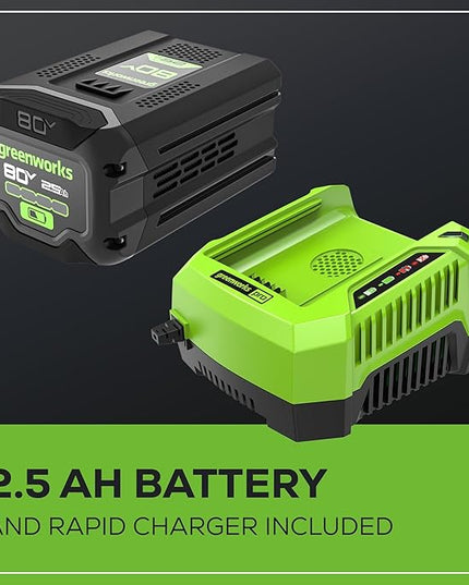 Greenworks 80V 700 CFM Cordless Leaf Blower, 2.5Ah Battery and 45 Minute Rapid Charger - LeafyLoom