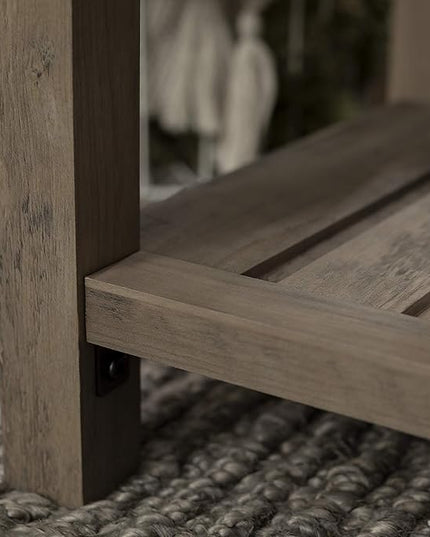 Walker Edison Farmhouse Square Side Accent Table Set-Living-Room Storage End Table with Storage Door Nightstand Bedroom, 18 Inch, Grey Wash - LeafyLoom
