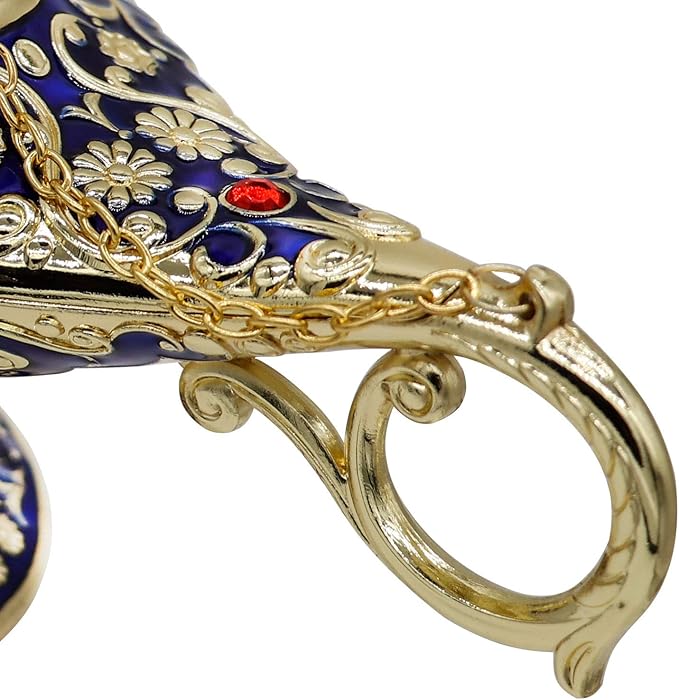 Classic Vintage Rare Legend Aladdin Magic Genie Costume Lamp Home Table Decoration & Gift, Royal Blue - LeafyLoom
