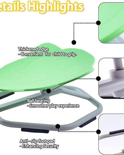 Autism Kids Swivel Chair, Spinning Chair for Kids Sensory, Kids Swivel Chair Sensory, Sensory Toy Chair, Carousel Spin Sensory Chair, Training Body Coordination (Light green) - LeafyLoom