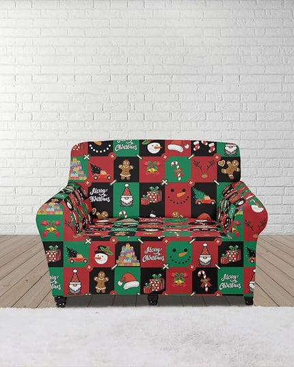 FKELYI Cute Christmas Furniture Protector Easy Going Stretch Sofa Slipcover Non-Slip Sofa Couch Cover Washable Sofa Slipcovers S FKELYI