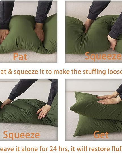WhatsBedding Memory Foam Body Pillow with Breathable Zippered Cotton Cover, Full Body Pillow for Adults, Long Pillow for Sleeping, Firm Body Pillow Fluffy Supportive, Forest Green - LeafyLoom
