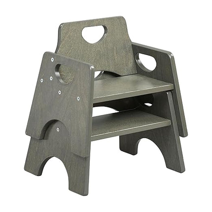 ECR4Kids Stackable Wooden Toddler Chair, 6in, Kids Furniture, Grey Wash, 2-Pack - LeafyLoom