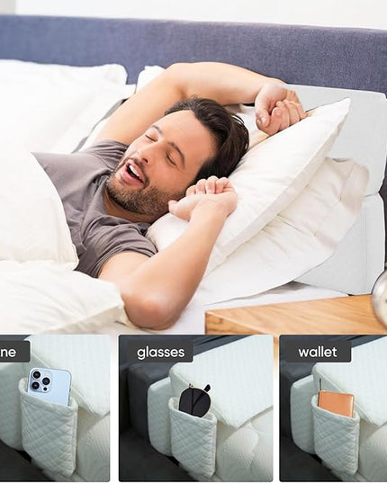 4 Modes Queen Size Wedge Pillow Headboard for Bed Gap, Foldable Bed Wedge Pillow Gap Filler, Mattress Gap Filler, Long Pillow for Bed Triangle Pillow, Fill The Gap (0-7) Between Headboard and Mattress - LeafyLoom