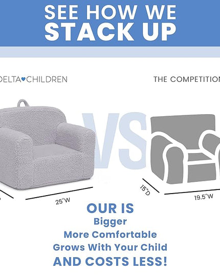 Delta Children Cozee Sherpa Chair, Grey - LeafyLoom