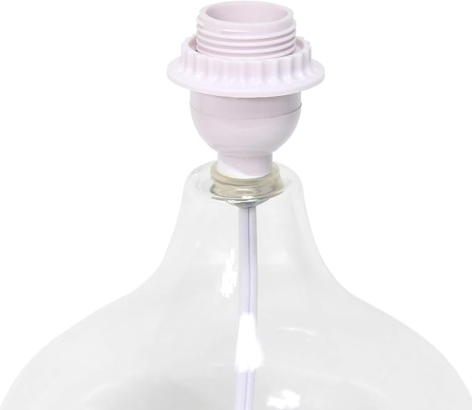 Simple Designs LT2063-CLW Small Glass Raindrop Bedside Table Lamp with White Fabric Shade, Clear - LeafyLoom