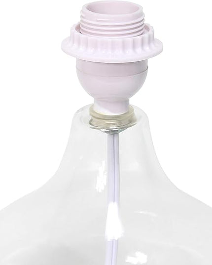 Simple Designs LT2063-CLG Small Glass Raindrop Bedside Table Lamp with Gray Fabric Shade, Clear - LeafyLoom