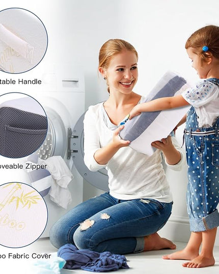 Bed Wedge Pillow Set for Sleeping, Triangle Pillow Wedge with Half Moon Memory Foam Bolster for Acid Reflux, Gerd, Snoring and Relief Support for Legs, Knee Elevation,Removable Cover - LeafyLoom