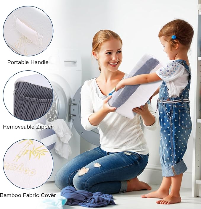 Bed Wedge Pillow Set for Sleeping, Triangle Pillow Wedge with Half Moon Memory Foam Bolster for Acid Reflux, Gerd, Snoring and Relief Support for Legs, Knee Elevation,Removable Cover - LeafyLoom