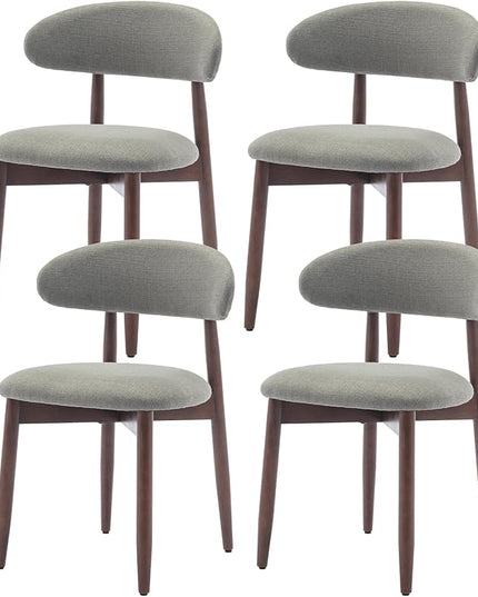 COLAMY Wooden Dining Chairs Set of 4, Modern Fabric Upholstered Kitchen Side Chairs, Farmhouse Dining Room Chair with Foot Pegs, Green - LeafyLoom