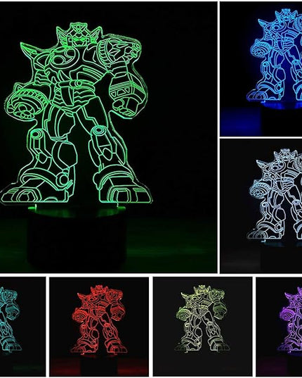 3D Optical Illusion LED Night Light, Boy Girl Kids Baby Sleep Desk Lamp Touch Control 7 Color Change USB Powered for Home Decorations or Holiday Gifts (Autobots) - LeafyLoom