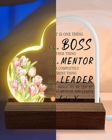 ACSENCETER Thank You Boss Gift for Women It is One Thing to Be A Boss Night Lights for Boss Lady Acrylic Office Desk Decoration for Leader USB Night Lamp Keepsake Birthday Gift from Staff 3.7" - LeafyLoom