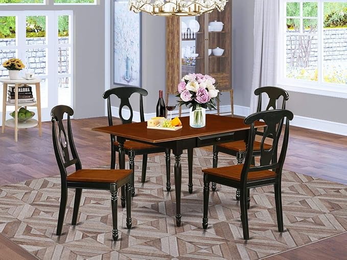 East West Furniture MZKE5-BCH-W Monza 5 Piece Modern Set Includes a Rectangle Wooden Table with Dropleaf and 4 Dining Chairs, 36x54 Inch - LeafyLoom