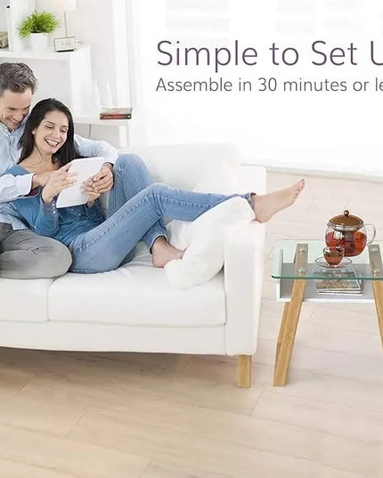 bonVIVO Small Side Table Can be Used as a Modern Coffee Table or for The Living Room (Glass Kitchen Table, Coffee Table for Small Spaces) - LeafyLoom