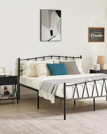 VECELO Night Stands for Bedroom Rustic Bedside End Tables with Drawer Storage, Nightstand (Set of 2), Black(Set of 2) - LeafyLoom