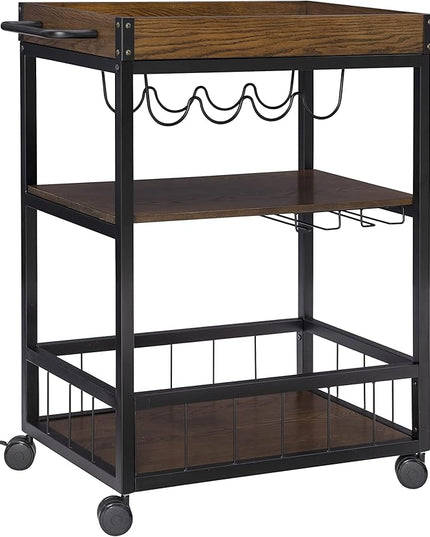 Linon Austin Kitchen Cart, 30.5"W x 18.13"D x 36.25"H, Black - LeafyLoom