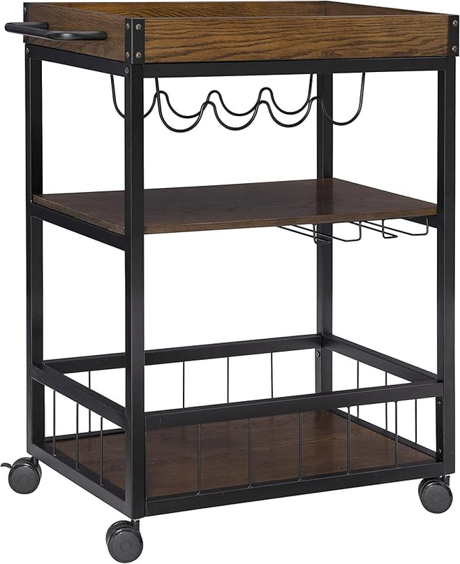 Linon Austin Kitchen Cart, 30.5"W x 18.13"D x 36.25"H, Black - LeafyLoom
