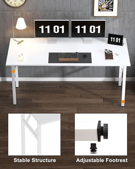 Need Computer Desk Office Desk 62 inches Folding Table with BIFMA Certification Computer Table Workstation, White AC5DW-157 - LeafyLoom