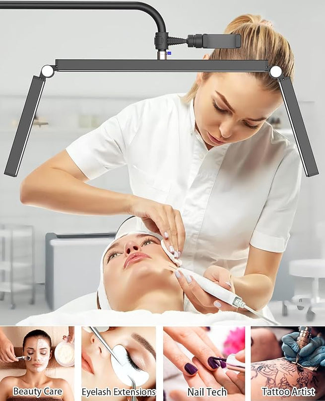 MYSWEETY Lash Light for Eyelash Extensions, 36'' Foldable Half Moon Light Lamp, LED Eyelash Floor Lamp, Estheticians Light with Phone Holder, Lash Light for Eyelash Tech, Tattoo, Makeup, Nails - LeafyLoom