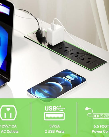 Unikito Reversible L Shaped Desk with Power Outlets and Smart LED Light, 55 Inch Computer Office Desk, Unique Grid Design, Corner Writing Gaming Table with Monitor Stand and Storage Shelf, White - LeafyLoom