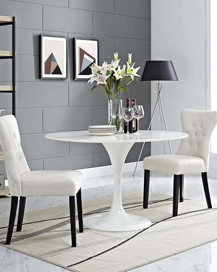 Modway Silhouette Modern Tufted Upholstered Fabric Parsons Two Dining Chairs in Beige - LeafyLoom