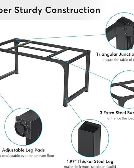 Tribesigns Modern Computer Desk, 63 x 31.5 inch Large Office Desk Computer Table Study Writing Desk Workstation for Home Office, Vintage Black Metal Frame - LeafyLoom