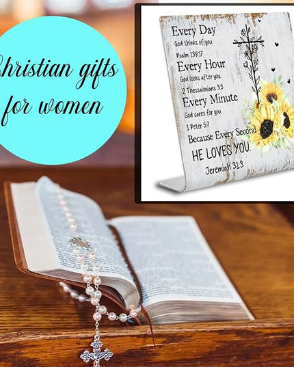 Christian Office Decor for Women Desk Inspirational Gifts with Prayers Religious Scripture Birthday Gifts for Her, Mom, Sister, Coworker Men, Friends Valentines Motivational Catholic Gifts XUV04 - LeafyLoom