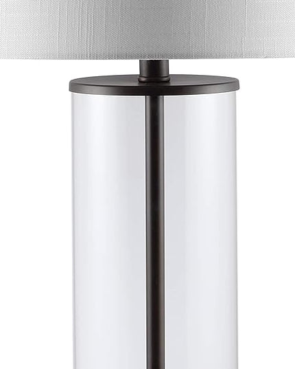 JONATHAN Y JYL2005B Collins 29" Glass LED Table Lamp Modern Contemporary Bedside Desk Nightstand for Bedroom Living Room Office College Bookcase LED Bulb Included, Oil Rubbed Bronze/Clear - LeafyLoom