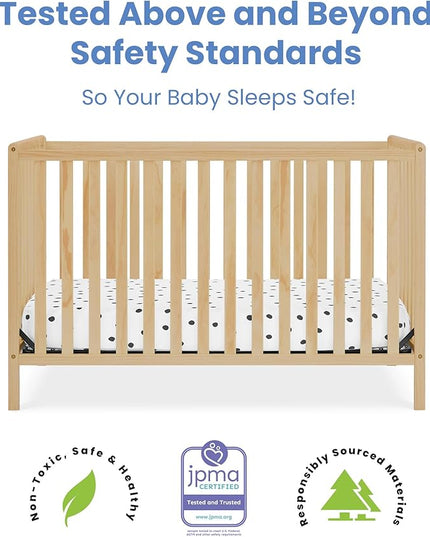 Delta Children Heartland 4-in-1 Convertible Crib, Natural + Twinkle Galaxy Crib and Toddler Mattress (Bundle) - LeafyLoom