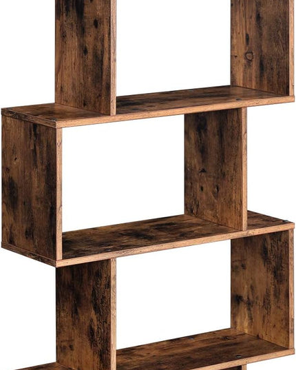 VASAGLE Bookcase, 5-Tier Bookshelf, Display Shelf and Room Divider, Freestanding Decorative Storage Shelving, Rustic Brown ULBC62BX, 27.6”L x 9.4”W x 62.6”H (70 x 24 x 159 cm) - LeafyLoom