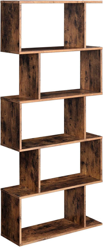 VASAGLE Bookcase, 5-Tier Bookshelf, Display Shelf and Room Divider, Freestanding Decorative Storage Shelving, Rustic Brown ULBC62BX, 27.6”L x 9.4”W x 62.6”H (70 x 24 x 159 cm) - LeafyLoom