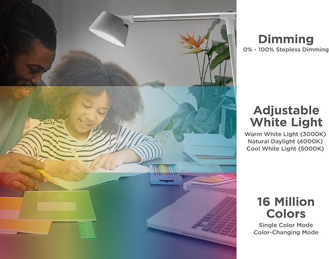 BLACK+DECKER Verve Series Smart LED Desk Lamp, Compatible with Alexa, Circadian Mode, True White LED, 18 Watt, Qi Wireless Charger, Silver - LeafyLoom