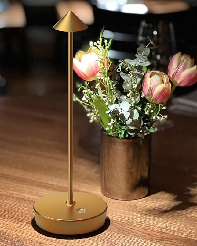 Cordless Table Lamps Rechargeable, 6000mAh Battery Operated LED Desk Lamp Outdoor Waterproof Portable Touch Dimmable Table Night Light for Patio Restaurant Dining Home Bronze - LeafyLoom