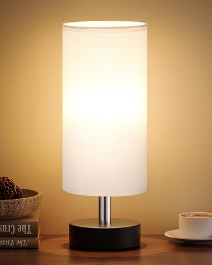 Small Table Lamp for Bedroom - Bedside Lamps for Night Stands, Minimalist Nightstand Light Lamp, Desk Lamps for Reading Room, Kids Room, Living Room, Office, Dorm - LeafyLoom