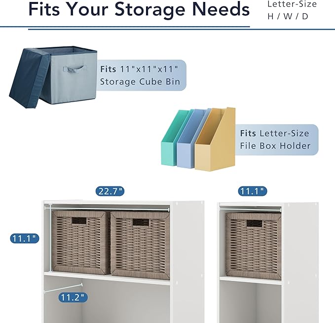 Apexa 3-Tier Cube Storage Organizer Shelves, Stackable Wood Bookcase Fits Cubby Bins for Organization, Dorm Teen Room Decor & Home Office, Steel Blue - LeafyLoom